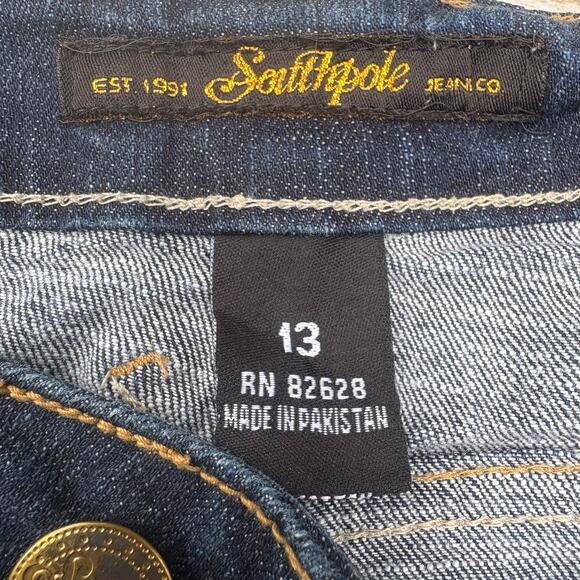 SouthPole Bermuda Shorts 13 Stretch Denim Embellished Y2K Skater Jesse Pinkman - Picture 8 of 8